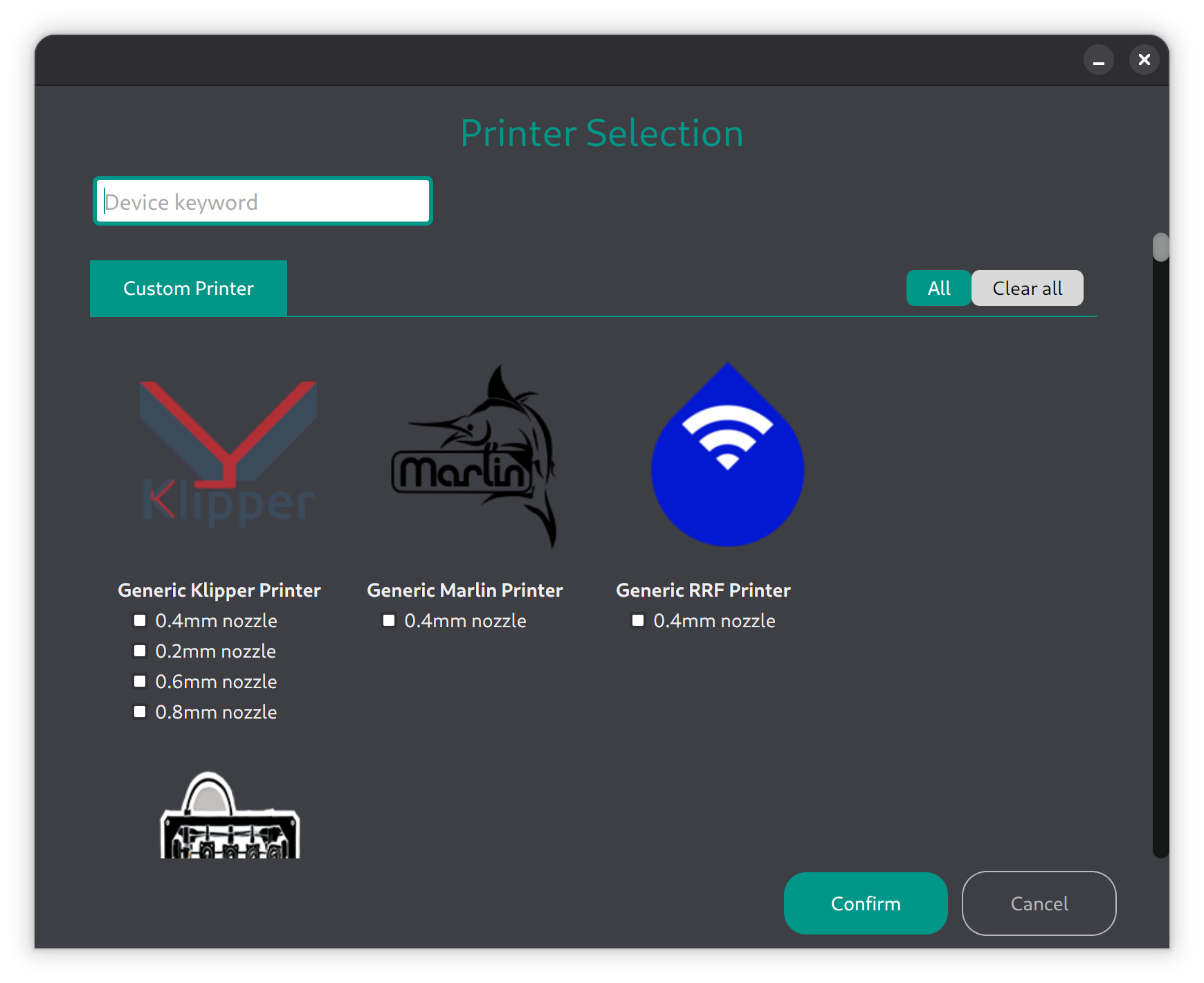 Select your 3D Printer